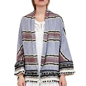 ZARA:  Bohemain Embroidered Wrap Kimono -Size Medium